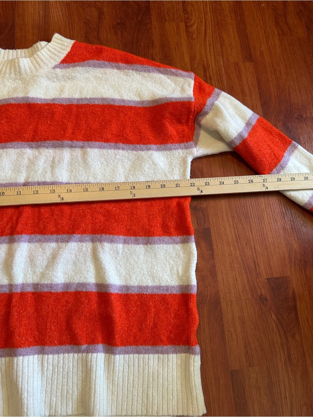 Mud Pie Cream Sweater with Bright Orange & Lavender Stripes - Picture 5 of 8